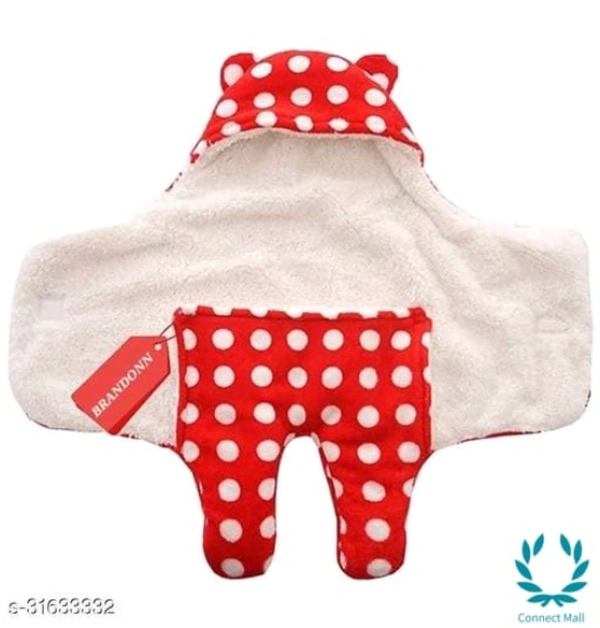 BRANDONN New born Hooded Supersoft Wearable Wrapper Sleeping Bag Cum Baby Blanket For Babies (76 cm x 70cm, 0-6 Months) - 76cm x70cm x,0-6 Months, Red, Fleece, New Born Baby, Pack Of :1